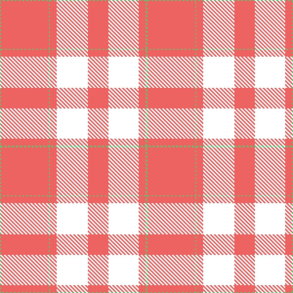 Fire Coral Commander Tartan patterns fabric texture. Modern Mellow Zombie Green Seamless Tartan vector