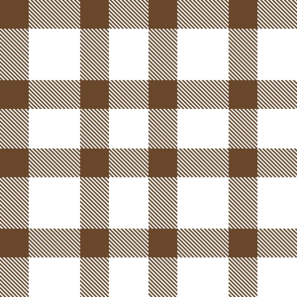 Modern Dusky Van Dyke Brown and Fire White Seamless Tartan Textile Design vector