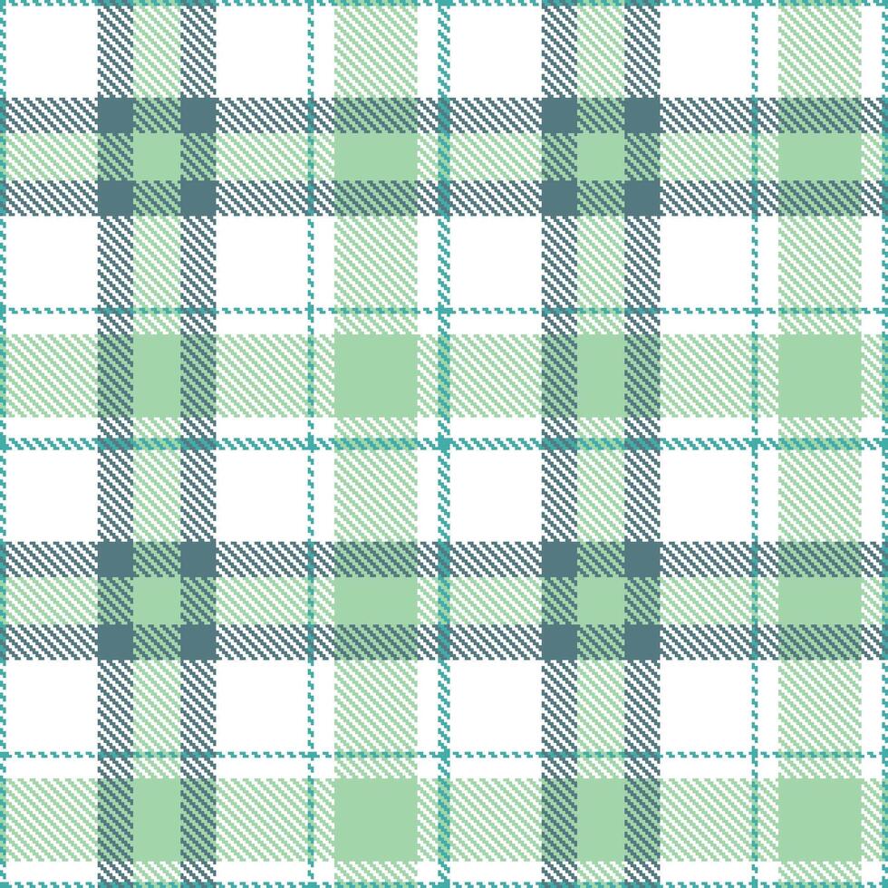 Modern Seamless Tartan featuring Vivid White and Bright Verdigris Textile Design vector