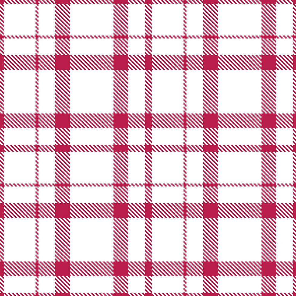 Deep Carmoisine and Vibrant White Seamless Tartan Textile Design vector