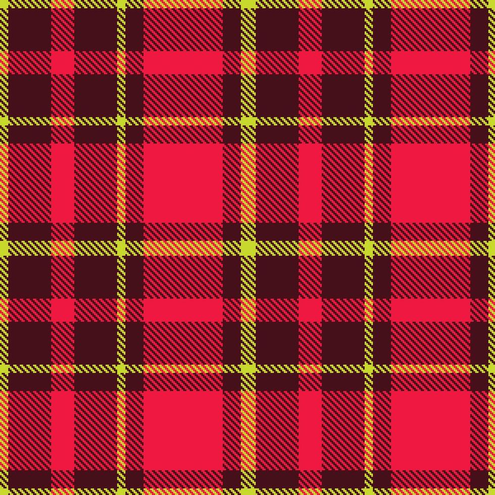Pale Brandywine and Rich Liquid Neon Seamless Tartan Textile Design vector