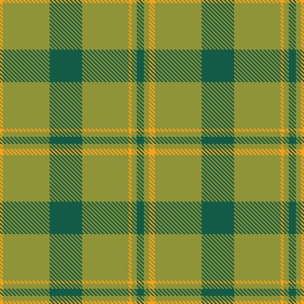 Pale Turtle Moss Seamless Tartan with Dark Pico Orange accents Textile Design vector