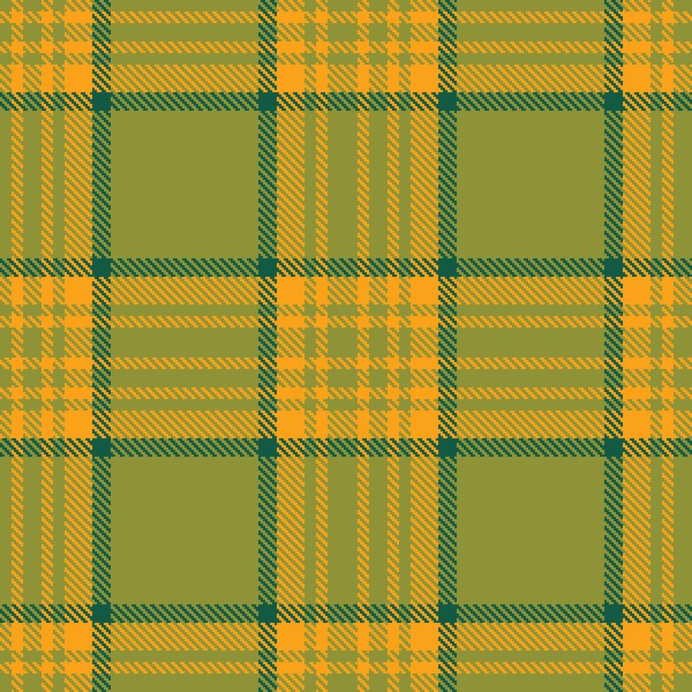 Modern Seamless Tartan featuring Iridescent Turtle Moss and Dark Pico Orange Textile Design vector