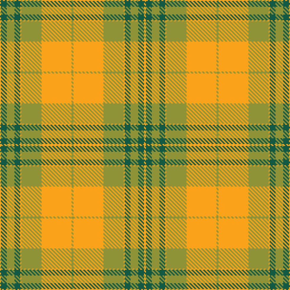 Modern Seamless Tartan featuring Light Pico Orange and Classic Turtle Moss Textile Design vector