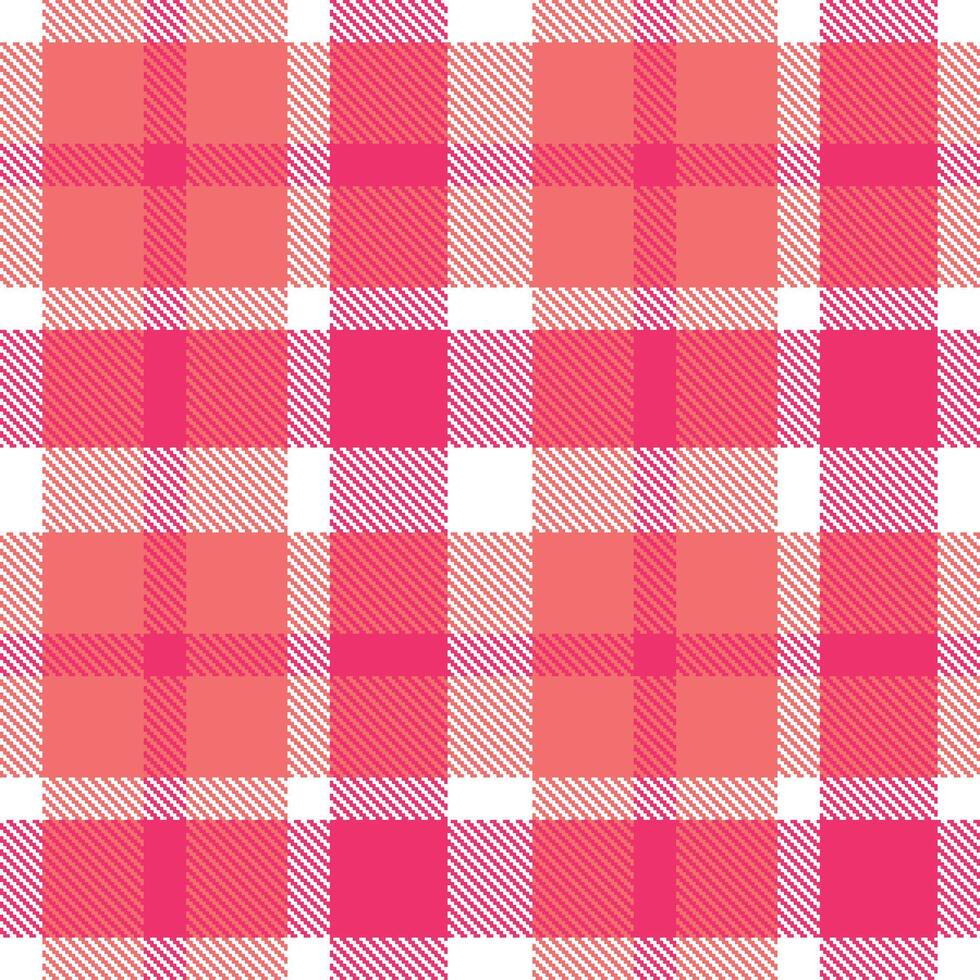 Dusty White and Vibrant Breeze of Chilli Seamless Tartan Textile Design vector