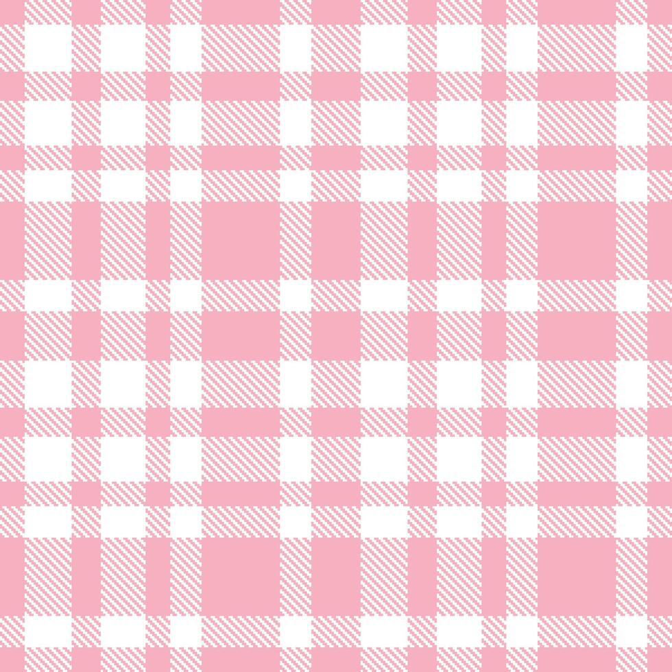 Modern Pale Soft Pink and Traditional White Seamless Tartan Textile Design vector
