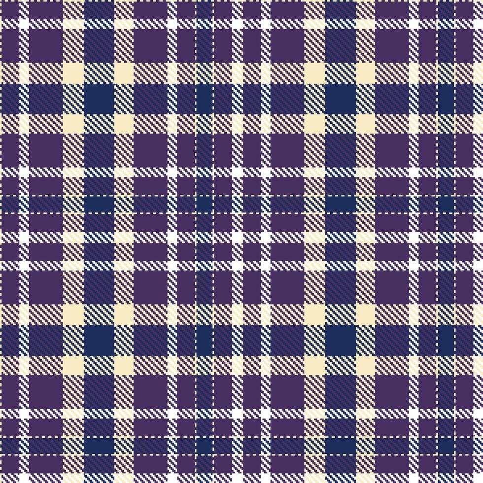 Soft White Currant and Vivid Petunia Seamless Tartan Textile Design vector