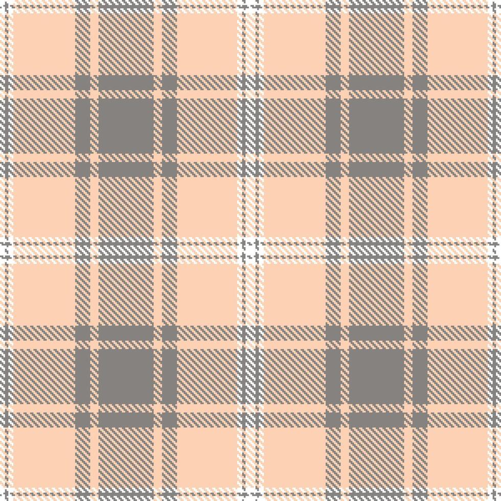 Modern Seamless Tartan featuring Rich Grey Pepper and Sandy Sensual Peach Textile Design vector