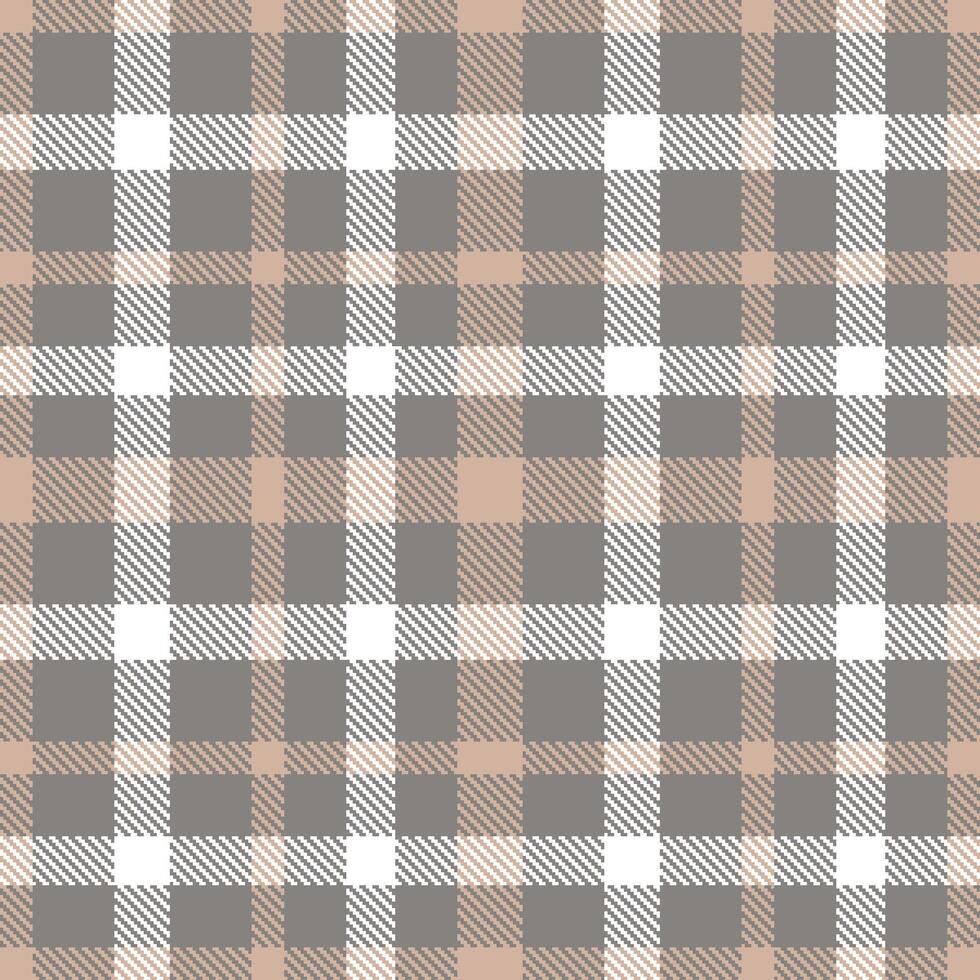 Modern Pale Grey Pepper and Rich Soba Seamless Tartan Textile Design vector