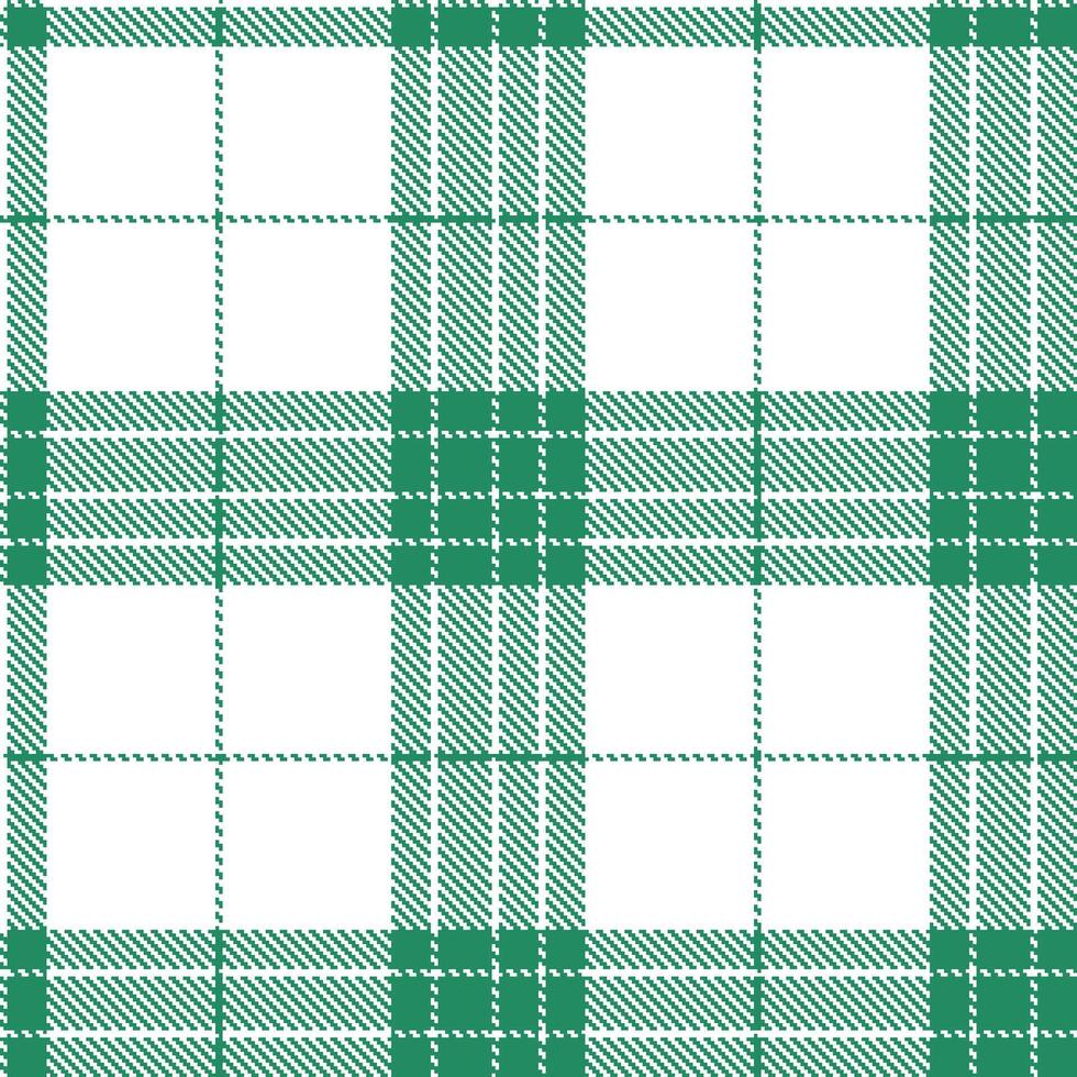 Classic White Seamless Tartan with Pale Metallic Green accents Textile Design vector