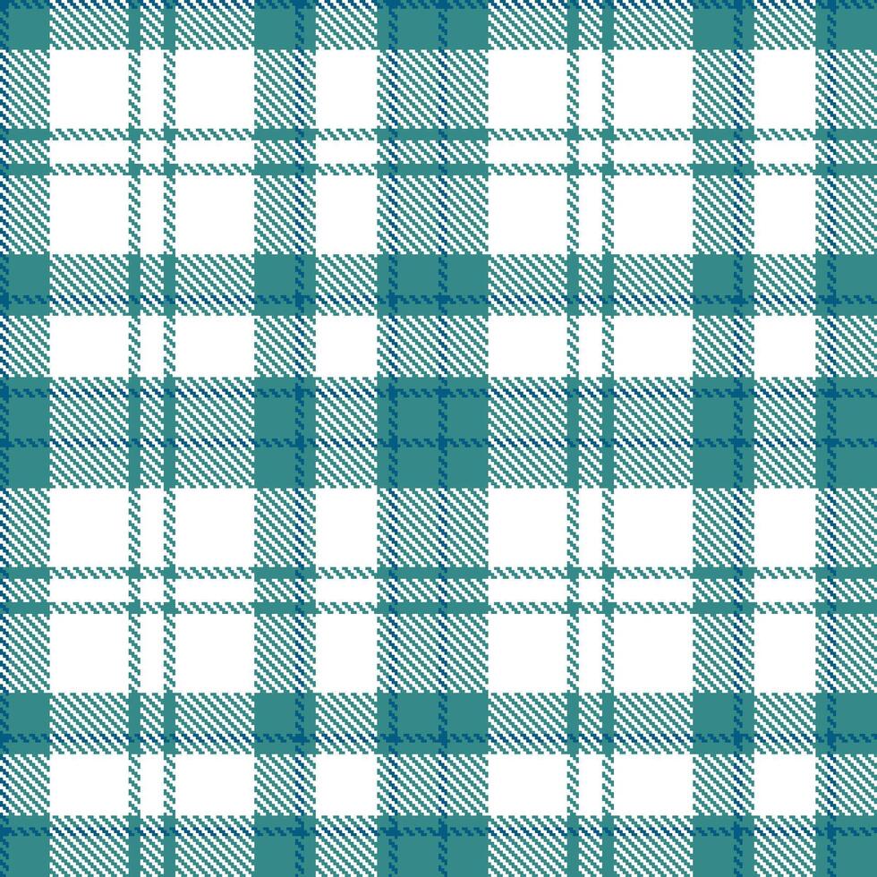 Dark Taos Turquoise Seamless Tartan with Dusky White accents Textile Design vector