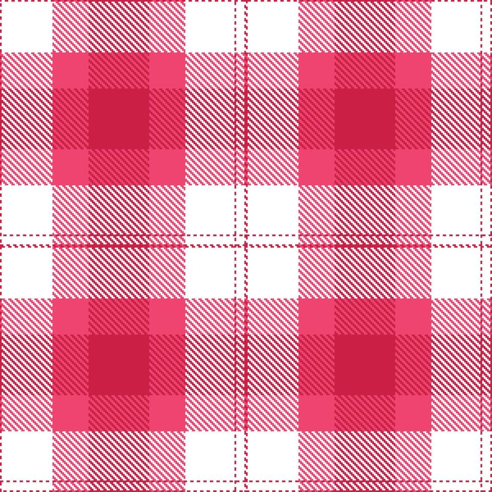 Modern Seamless Tartan featuring Bright Akari Red and Highland White Textile Design vector