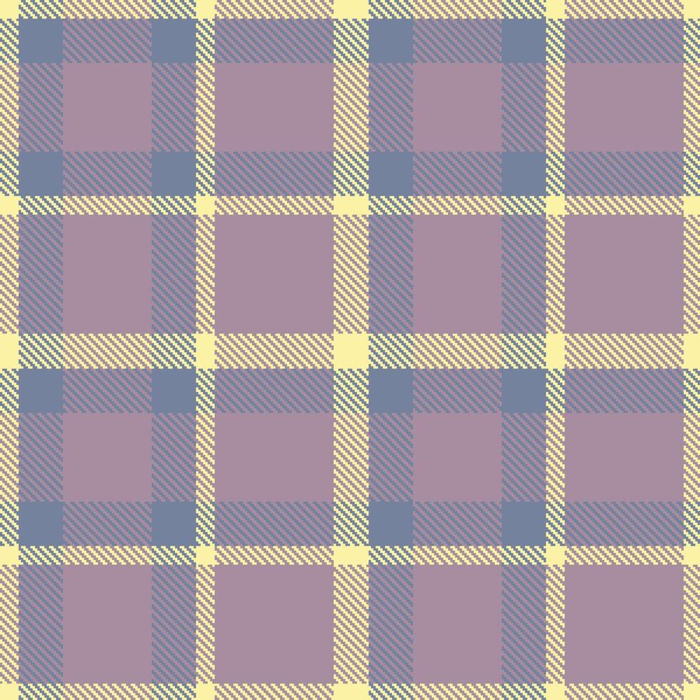 Modern Cool Buttered Popcorn and Metallic Country Blue Seamless Tartan Textile Design vector