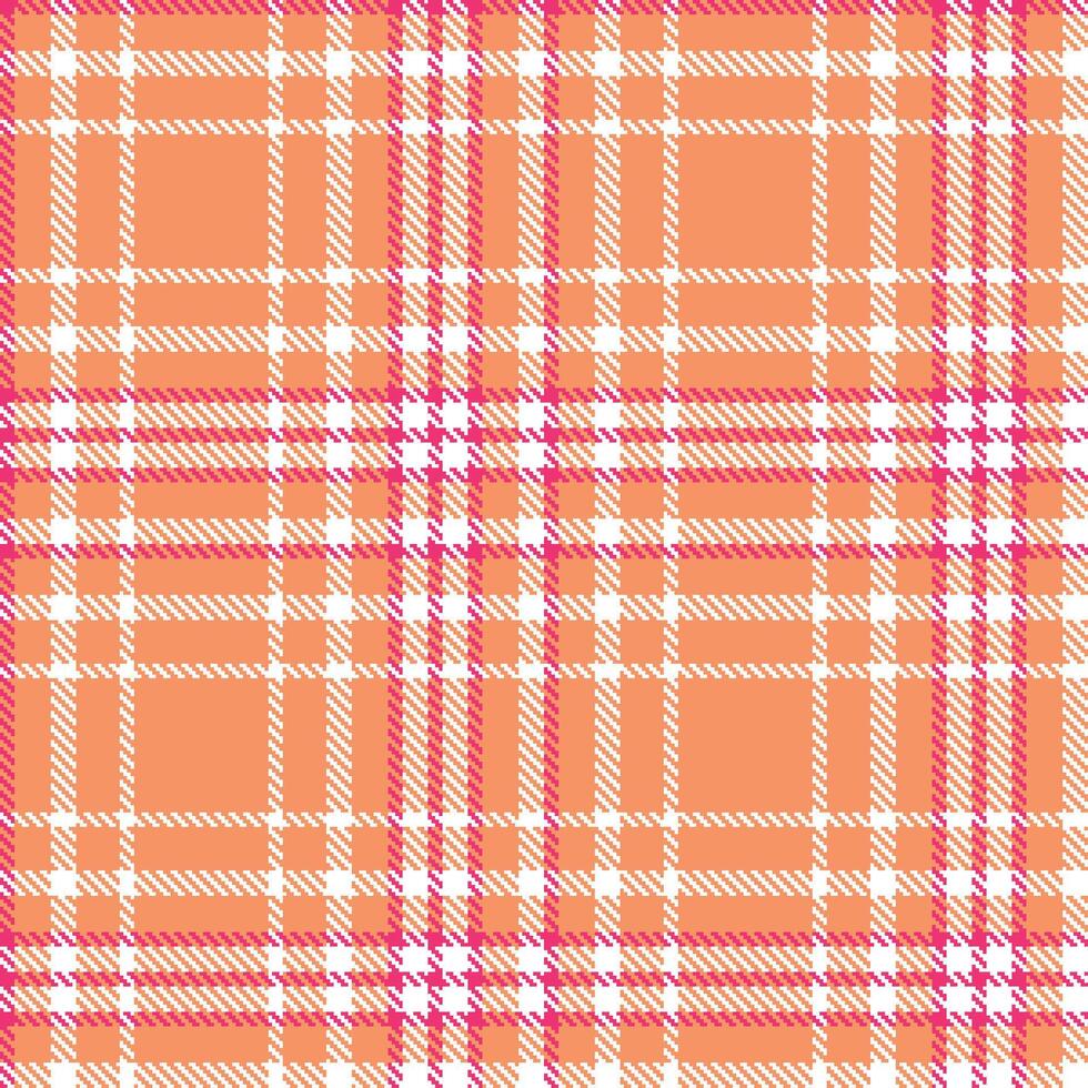 Modern Neon White and Pale Mock Orange Seamless Tartan Textile Design vector
