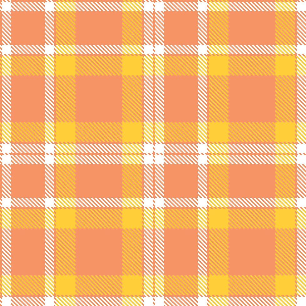 Plaid pattern seamless. Classic Mock Orange and Dark White Tartan Textile Design. vector