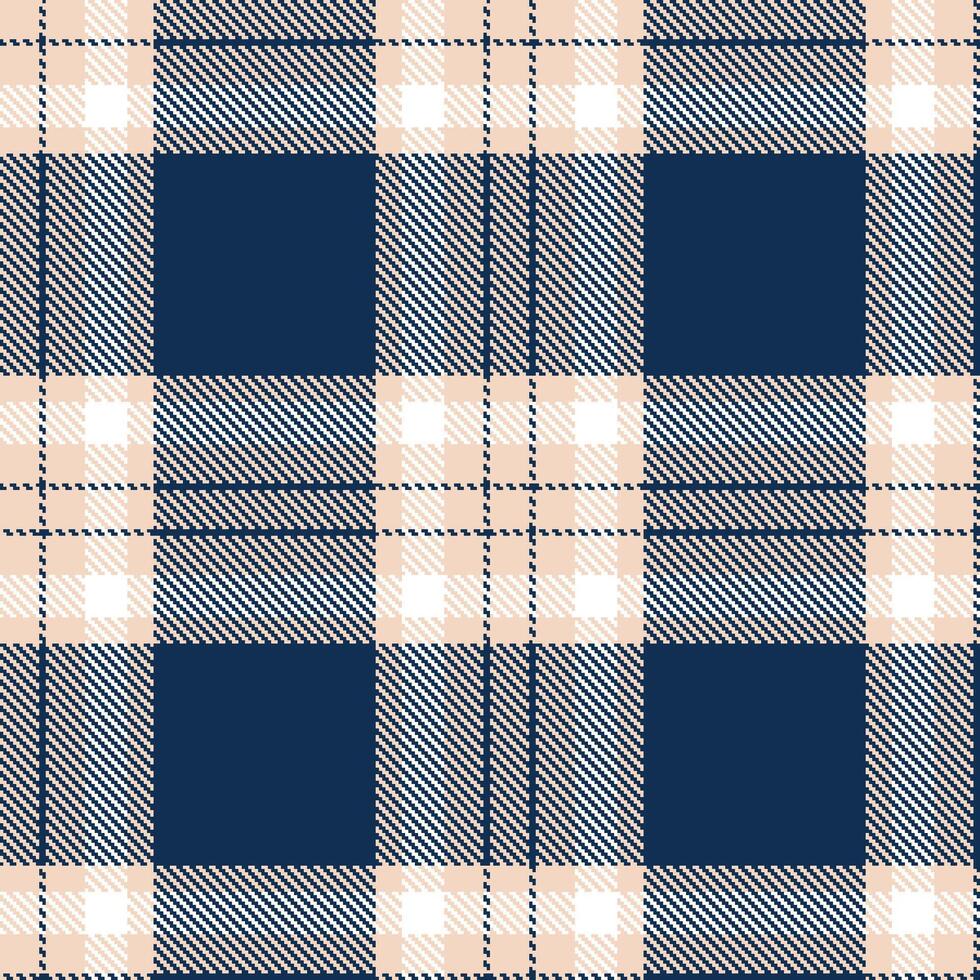 Modern Seamless Tartan featuring Classic Sour Patch Peach and Dark Royal Blue Metallic Textile Design vector