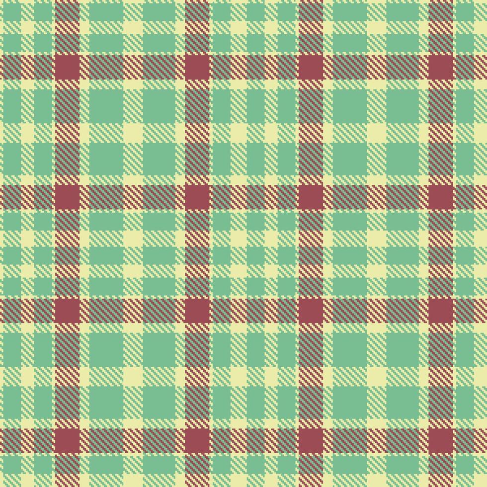 Mellow Kiwi Ice Cream and Vibrant Water Fern Seamless Tartan Textile Design vector