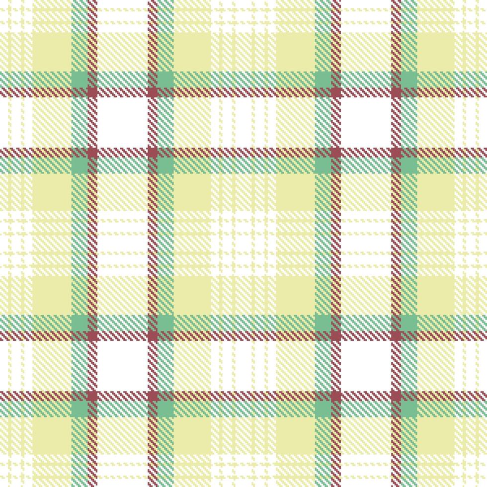 Soft White Seamless Tartan with Soft Kiwi Ice Cream accents Textile Design vector