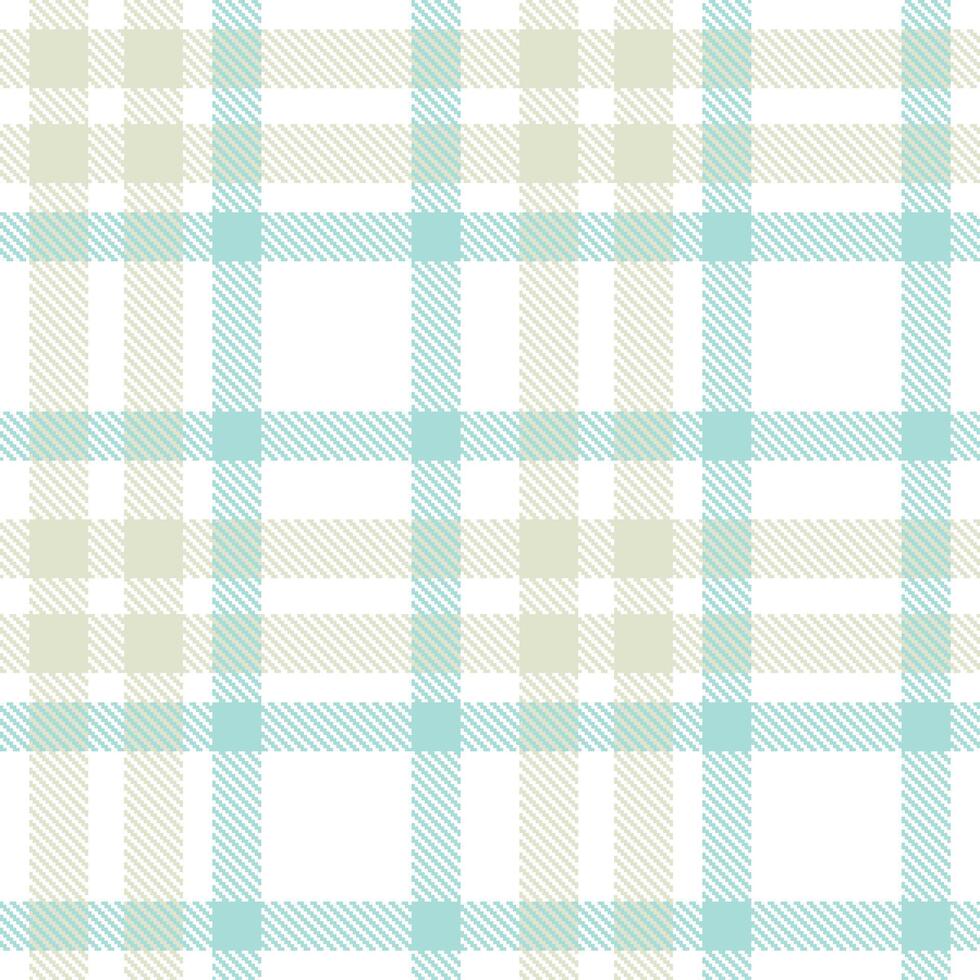 Modern Muted White and Deep Aloe Nectar Seamless Tartan Textile Design vector