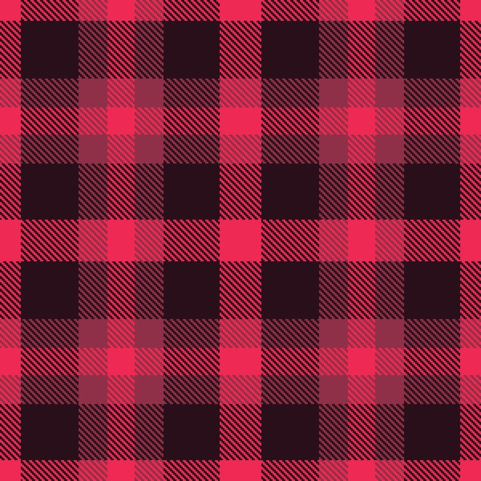Deep Strawberry Pop Seamless Tartan with Classic Sepia Black accents Textile Design vector