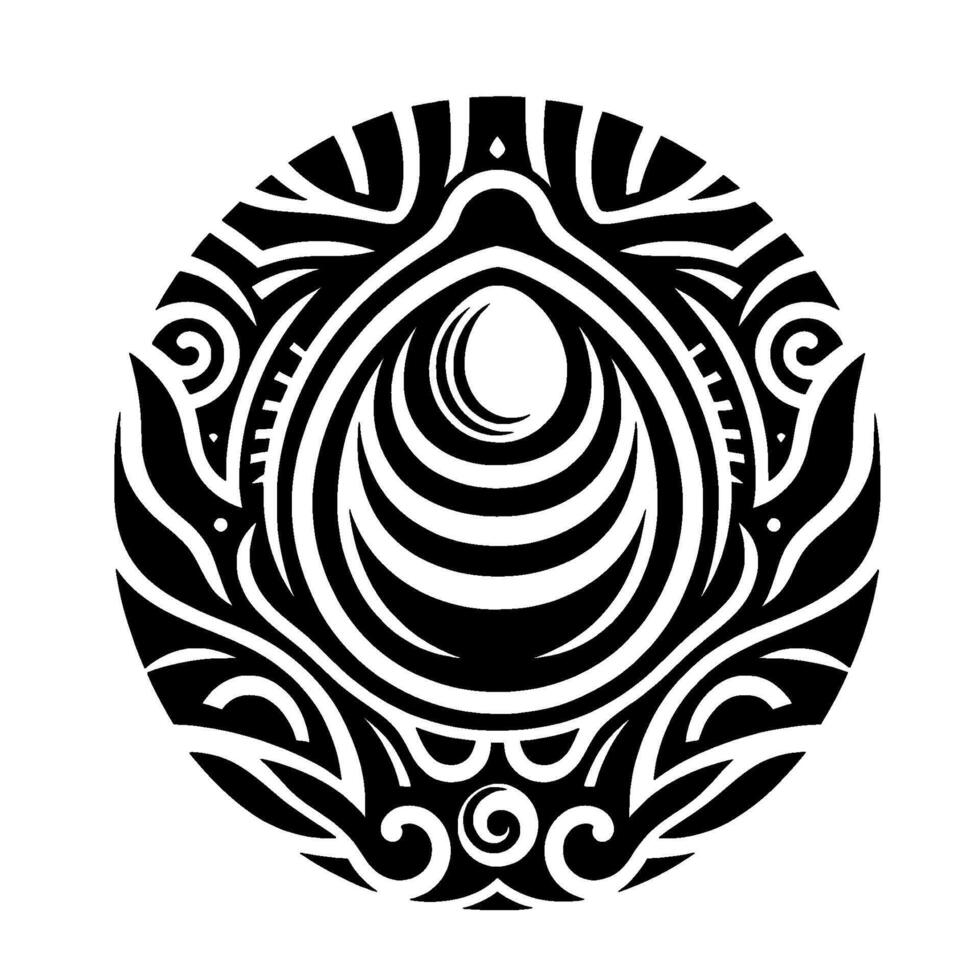 Intricate Black and White Circular with Concentric Ellipses, Symmetrical Tribal Ornament, Art, and a Powerful, Symbolic Aesthetic. vector