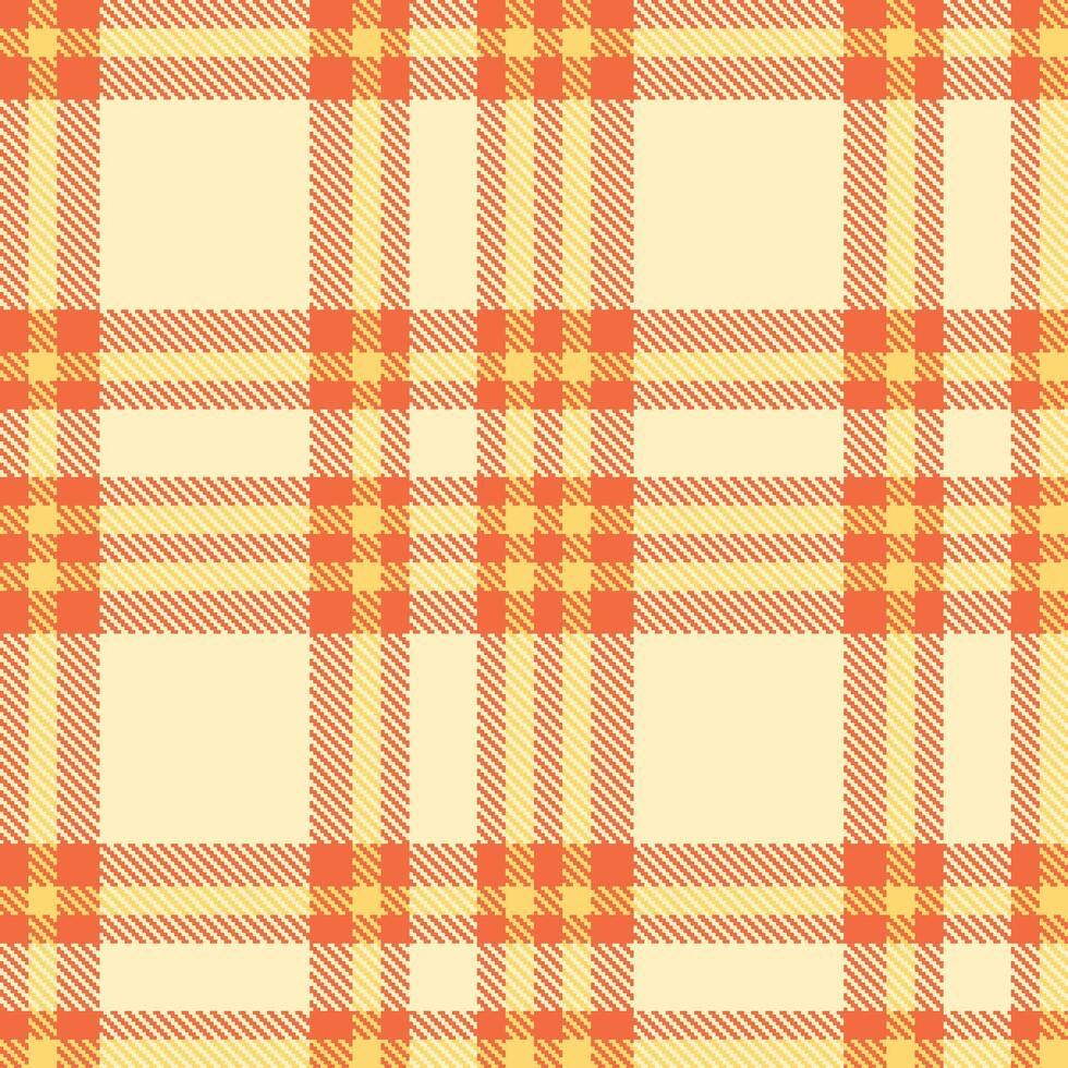 Traditional Opulent Orange Tartan patterns fabric texture. Modern Highland Hint of Honey Seamless Tartan vector