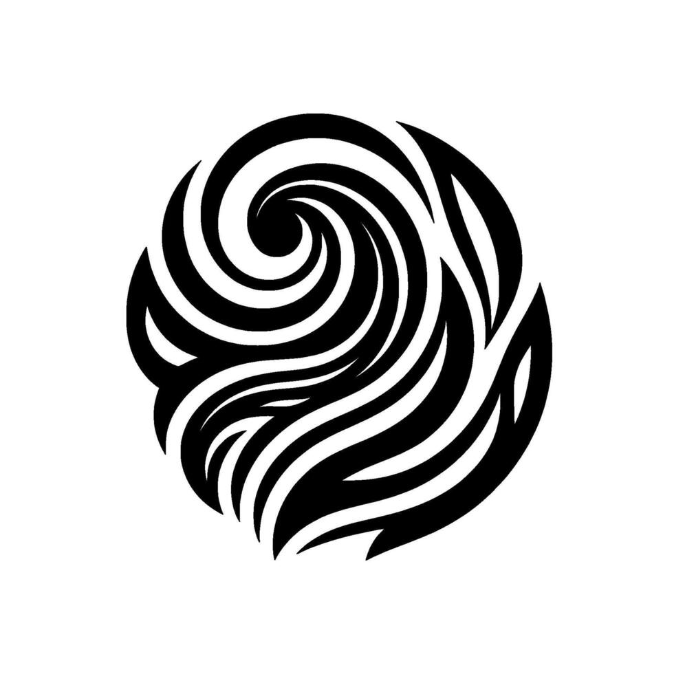 Abstract Black and White Swirling Vortex in a Circular Composition, Symbolic of Energy and Motion. vector