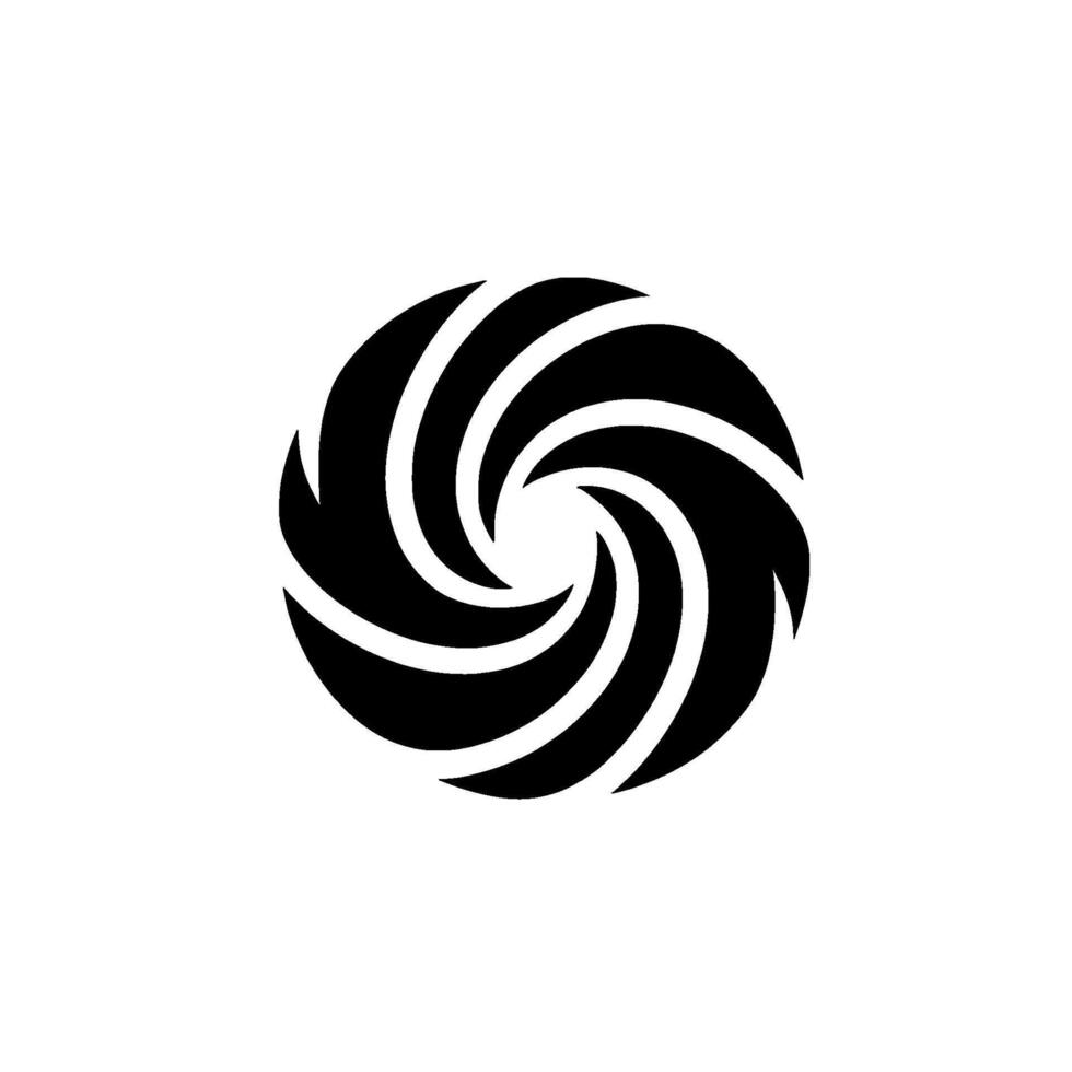 A Minimalist, Black and White Featuring a Swirling, Circular Resembling a Vortex or Aperture, Set Against a Clean White Backdrop. vector
