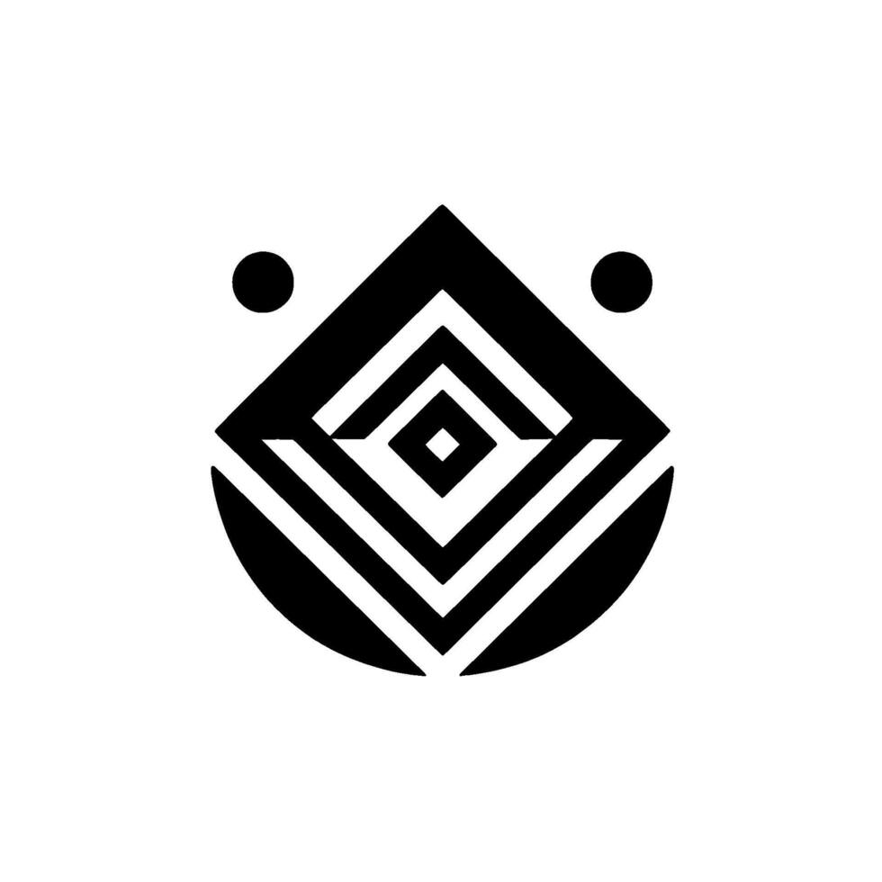 Abstract Geometric Face Composition in Black and White, Featuring DiamondLike and Circular Elements vector