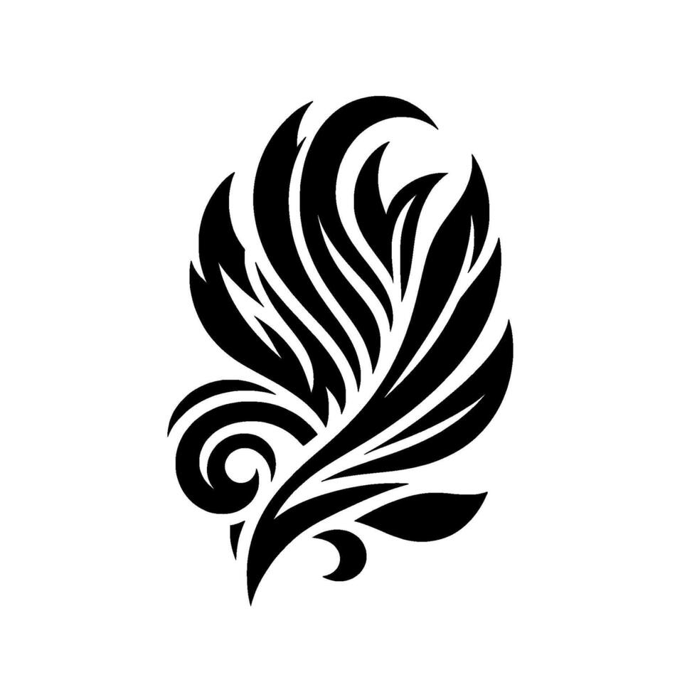 Elegant Black and White Swirling Abstract Resembling a Feather or Flame on a Clean White Background. vector