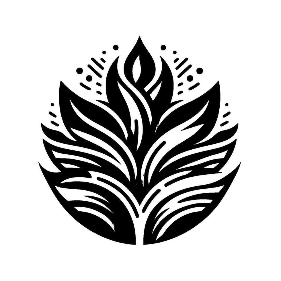 Intricate Black and White Floral on White Background, Circular Arrangement with Artistic Detail and Clean Lines. vector
