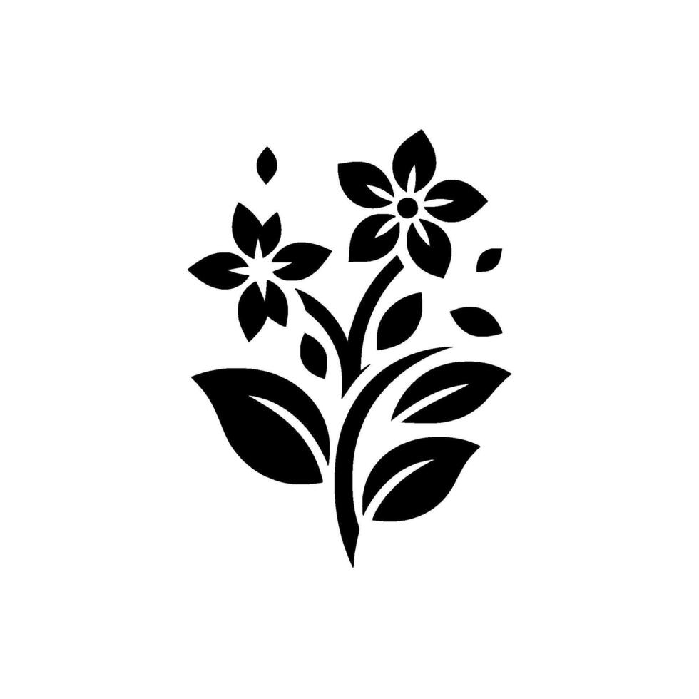Stylized Black Floral Arrangement on White A Simple, Modern Botanical Illustration. vector