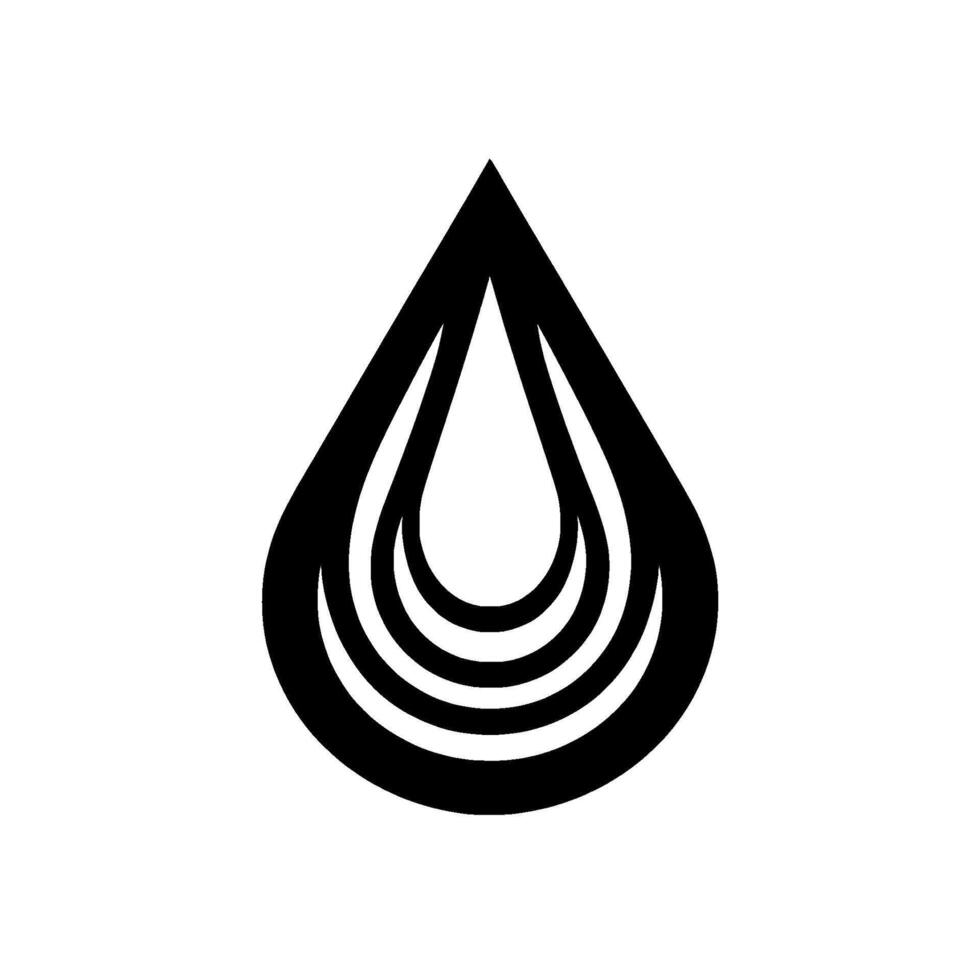 A minimalist of a layered, teardropshaped in stark black against a pristine white background, evoking simplicity and potential symbolism. vector