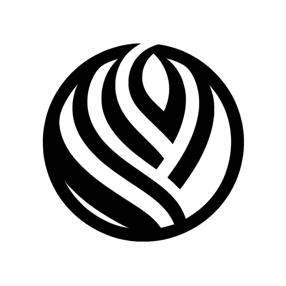Bold Black and White Orb Geometric Featuring Intertwined, Serpentine Stripes, Suggesting a Modern, Abstract or Symbol. vector