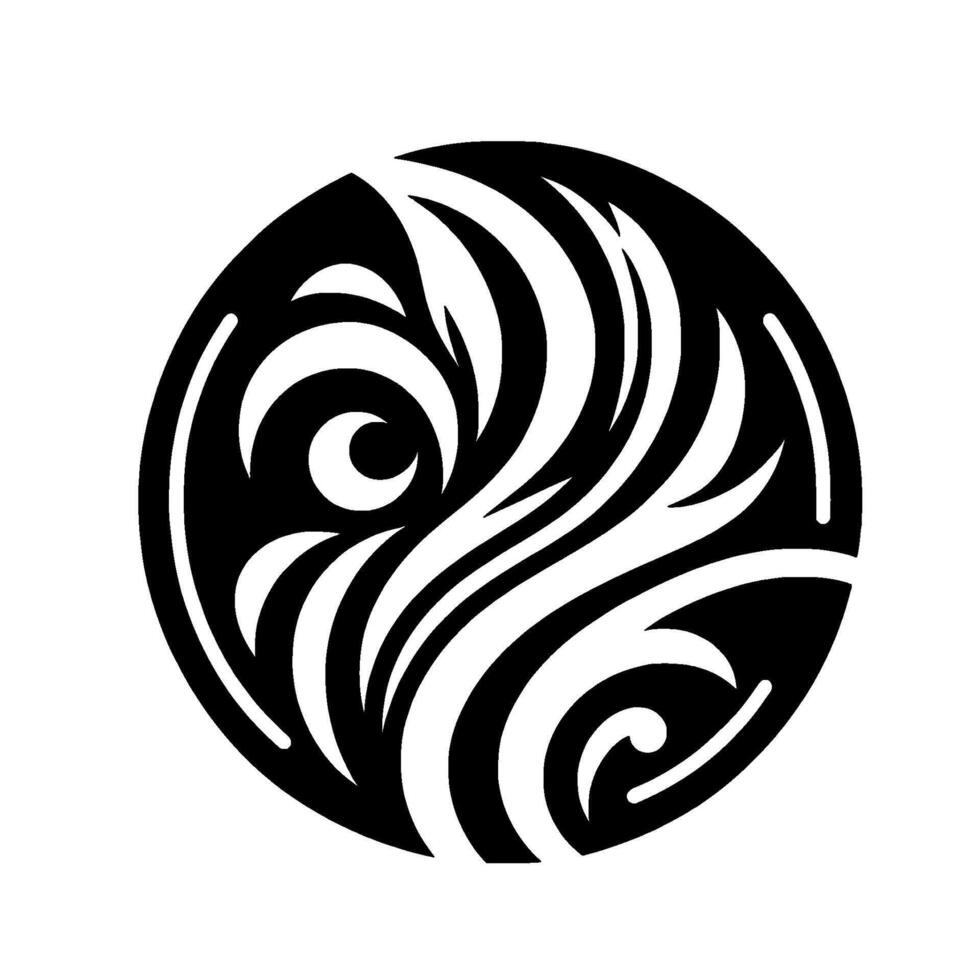 Abstract Black and White Circular Design Intricate FloralInspired Pattern within a Monochrome Symbolic Frame. vector