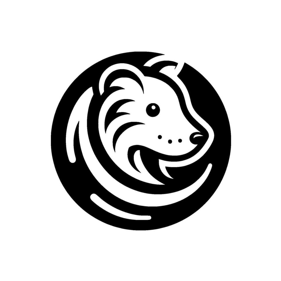 Bold Minimalist Illustration of a Bears Head Inside a Black Circle, featuring a Clean, Modern, and Emblematic . vector