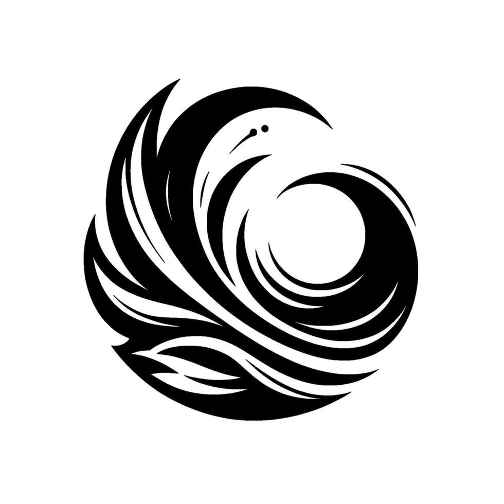 Intricate Black and White Abstract Composed of Swirling, Wavelike Forms, Suggesting Movement and Fluidity, with a Circular Composition. vector
