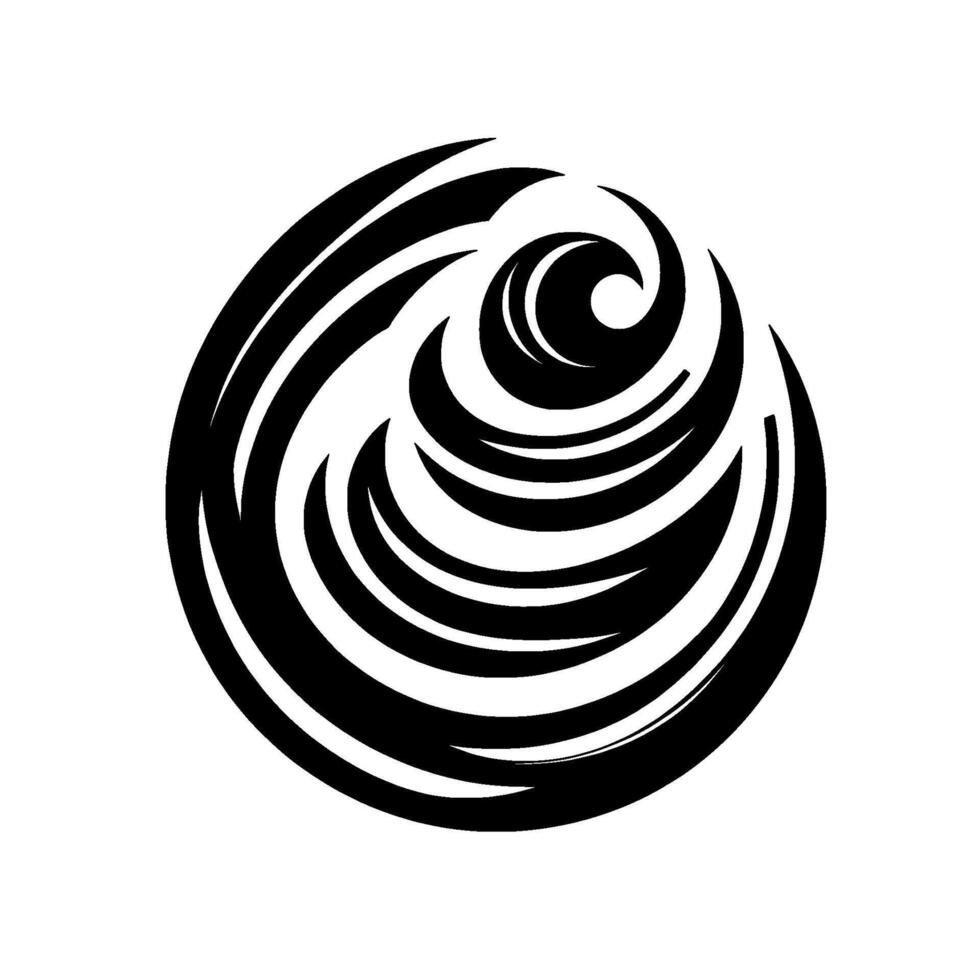 Artistic Black Swirl in a Circle A minimalist featuring a fluid, spiral pattern against a white background, evoking movement and a sense of depth. vector