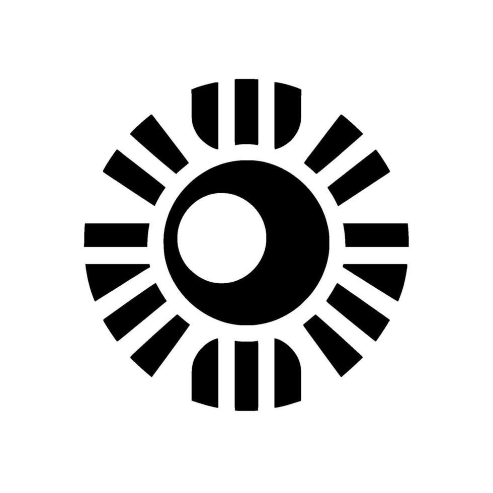 A bold, , black and white sunlike emblem with concentric circular and radial lines, minimalist . vector