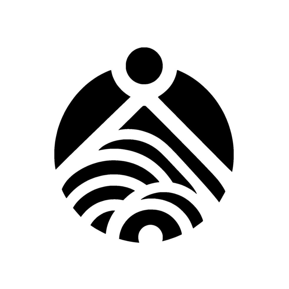 Minimalist Black and White Circular Composition with Mountain Water Abstract, Symbolic of Balance and Harmony. vector