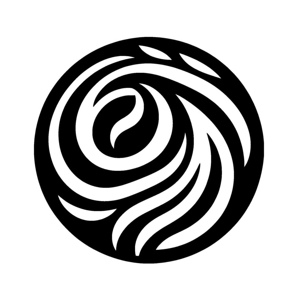 Symmetrical Black and White Circular Featuring Swirling Lines and Abstract Shapes with a Modern and Minimalist Aesthetic. vector