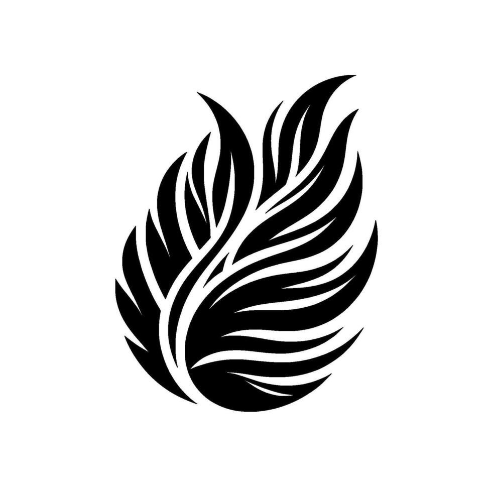 Bold Black and White Feather An Abstract, Organic Composition Depicting Flowing Leaves on a Clean White Background, Artistic and Minimalist. vector