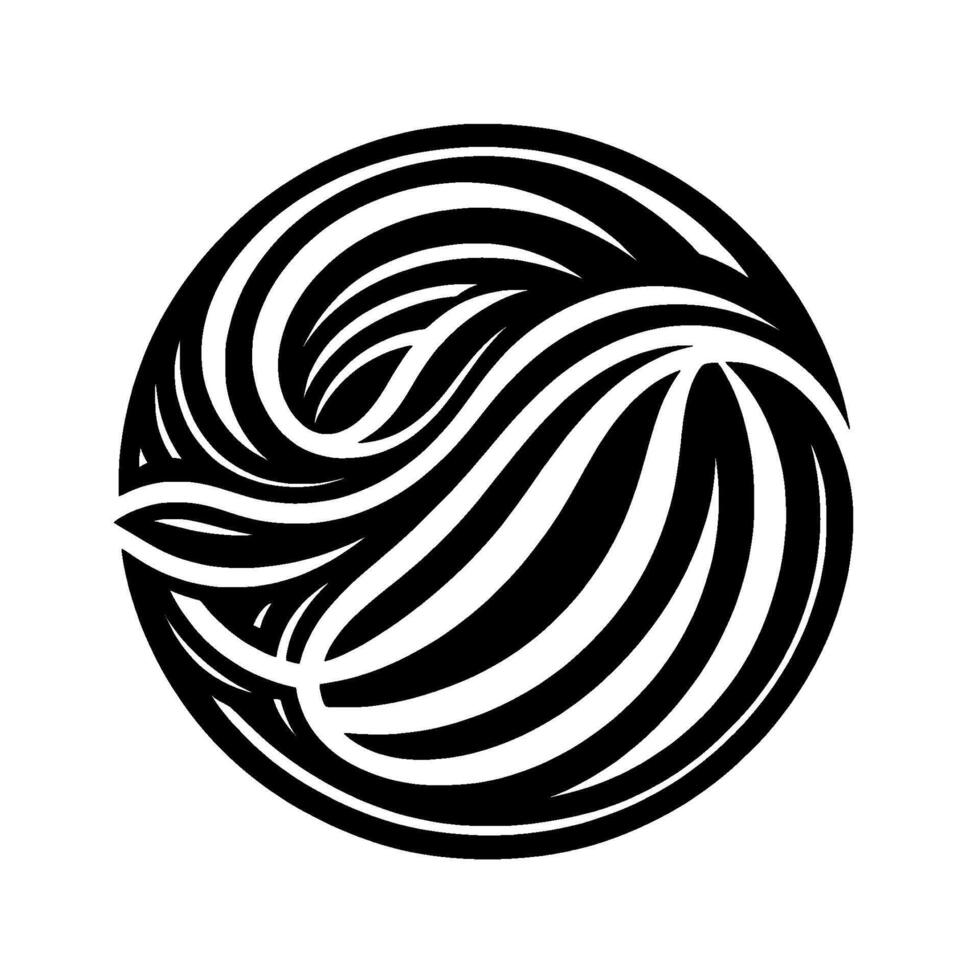 Concentric Black and White Swirls Forming a Circular , Showcasing Curved Lines and Abstract Forms. vector