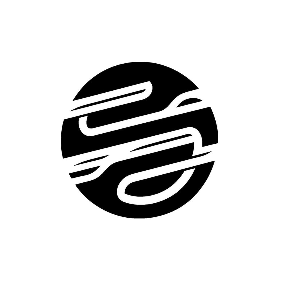 Modern Abstract with White Lines Weaving Through a Black Circular Shape, Representing Interconnection, Simplicity, and Balance. vector