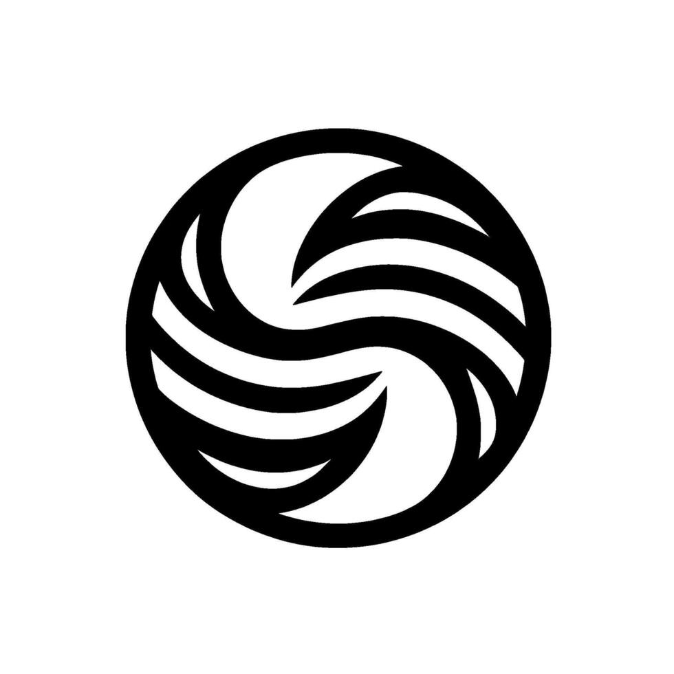 Elegant Black and White Circular Intertwined, Fluid Shapes within a Bold, Circle, Minimalist Concept on White. vector
