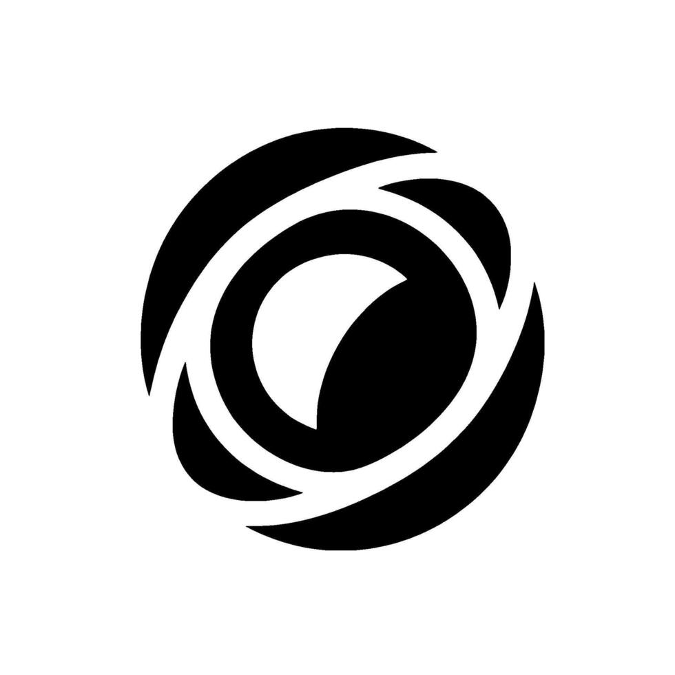 Abstract Geometric Composition A circular form with layered, curved black elements over a white background, creating depth. vector