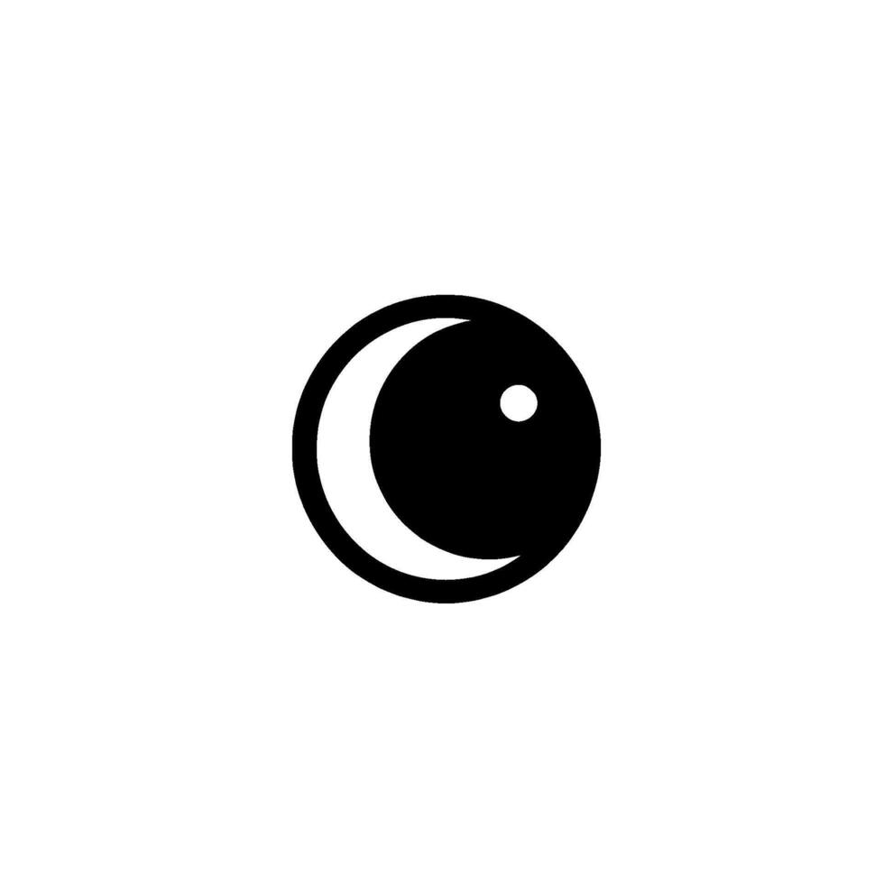 Bold Black and White A Crescent Moon within a Circle, with a Single White Dot, centered on a white background. vector