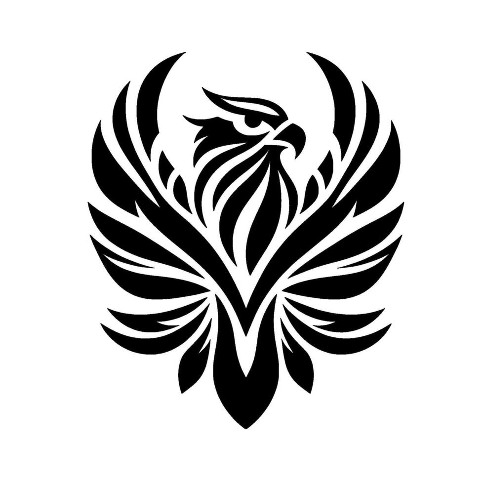 Bold Black and White of a Soaring Eagle with UpwardStretching Wings Against White Backdrop, Illustrative. vector