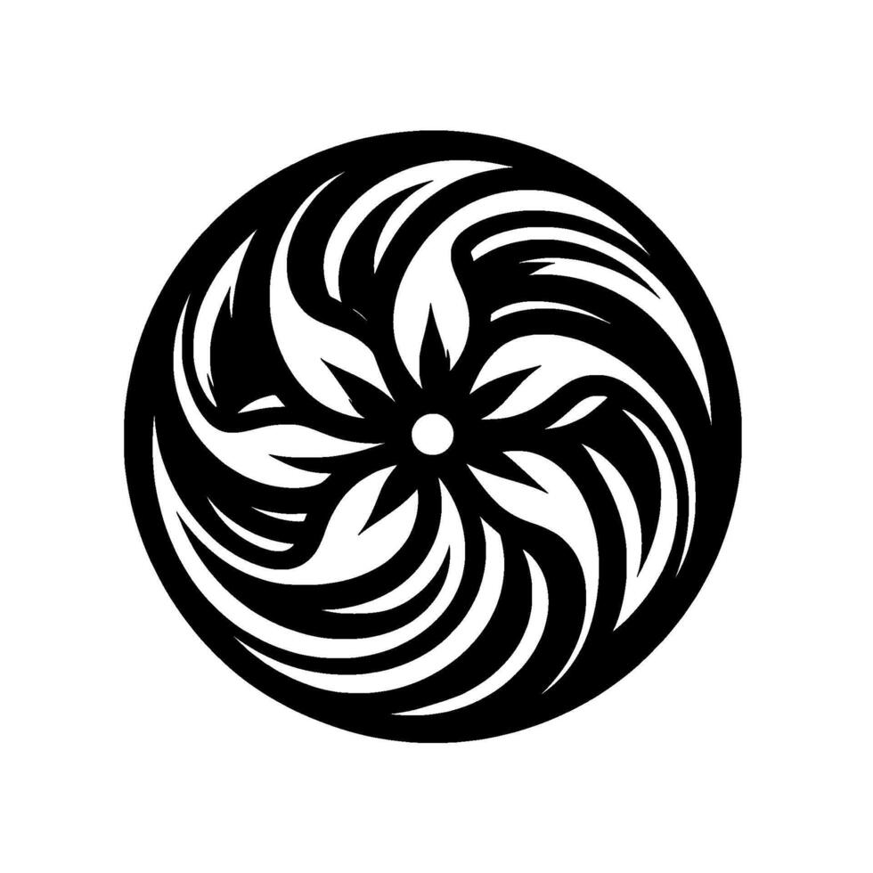 Intricate Black and White Circular Mandala A Symmetric, Geometric Floral Pattern on a White Background, Illustrating Balance. vector