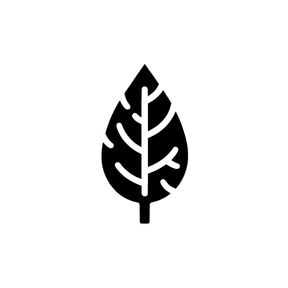A simplified, stylized black leaf on a white background, embodying natures essence with minimalist . vector